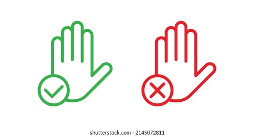 Do not touch hand icons. Set of linear icons with stop hand