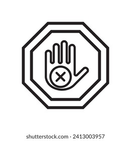 Do not touch hand icons. linear icons with stop hand, Isolated lined logo type design element. User manual standard symbol.