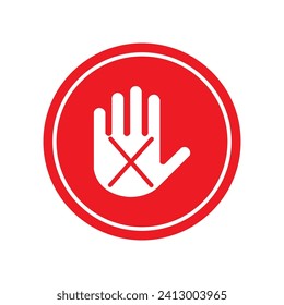 Do not touch hand icons, Simple red stop road sign with big hand symbol or icon vector illustration