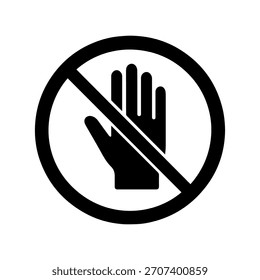 Nicht mit Händen berühren, Vektorsymbol auf weißem Hintergrund
Symbol für Vektorwarnzeichen