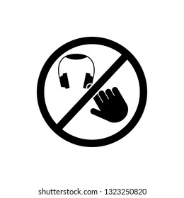 do not touch, headphones icon. Element of prohibition sign icon. Premium quality graphic design icon. Signs and symbols collection icon