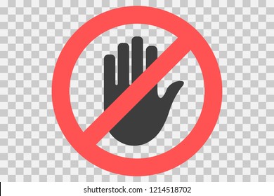 Do not touch icon. Hand forbidden sign, no entry, do not touch, don`t push, off limits, vector icon