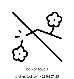 do not touch icon. Line Art Style Design Isolated On White Background