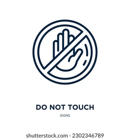 do not touch icon from signs collection. Thin linear do not touch, danger, safety outline icon isolated on white background. Line vector do not touch sign, symbol for web and mobile