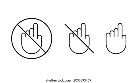 Fassen Sie die Symbole nicht an. Verbotszeichen auf der Hand. Vektorgrafik
