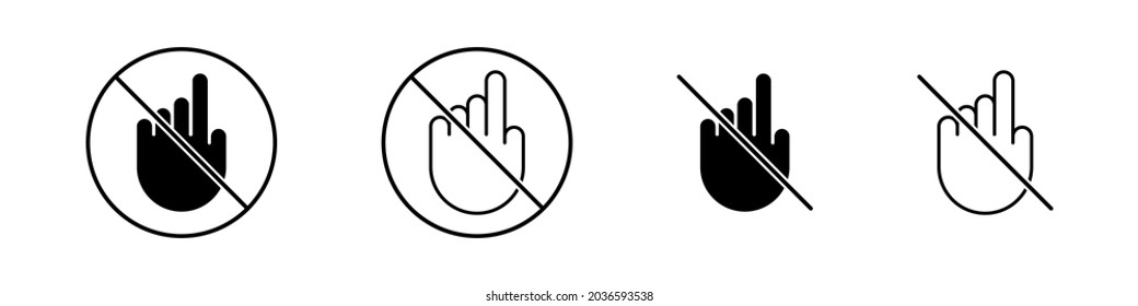 Do not touch icons set. Prohibition sign on the hand. Vector illustration
