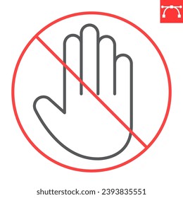 Do not touch line icon, prohibition and forbidden, don't touch sign, vector graphics, editable stroke outline sign, eps 10.