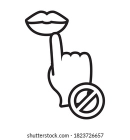 do not touch lips icon over white background, line style, vector illustration