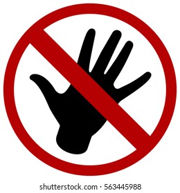 Do not touch logo. Black hand on a white background.