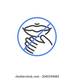 Do not touch mouth line icon. linear style sign for mobile concept and web design. Stop touching mouth outline vector icon. Symbol, logo illustration. Vector graphics