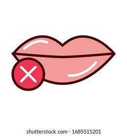 do not touch mouth prevent spread of covid19 vector illustration line and file icon