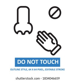 Do Not Touch Nose Illustration Vector Icon Outline Style. Editable Stroke. Base 64 x 64 Pixels. Expanded. Perfect Use for Awareness in Banner, Flyer, Presentation, etc.