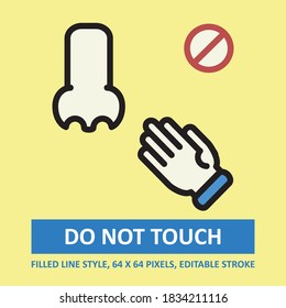 Do Not Touch Nose Illustration Vector Icon Filled Outline Style. Editable Stroke. Base 64 x 64 Pixels. Expanded. Perfect Use for Awareness in Banner, Flyer, Presentation, etc.