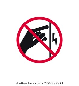 Do not touch prohibited sign, high voltage forbidden modern round sticker, vector illustration