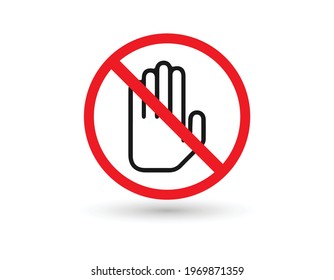 Do not touch, prohibition sign with hand fingers, vector illustration. EPS 10