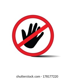 Do not touch sign and hand sign on white background - vector.
