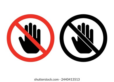 Do Not Touch Sign. Hand forbidden sign, vector icon