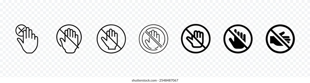 do not touch sign icon, Do not touch badges. Notice do not touch. Do not touch hand icon. never touchs sign vector icon.