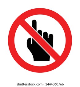 Do not touch sign, Pointing not allowed, Physical contact prohibited, Crossed out hand with pointing finger