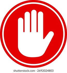 Señal de no tocar: círculo rojo con silueta de mano blanca, diseño de Vector plano