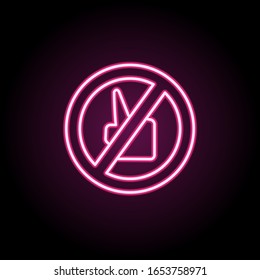 Do not touch, signaling, finger neon icon. Simple thin line, outline vector of touch gesture icons for ui and ux, website or mobile application