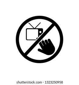 do not touch the TV icon. Element of prohibition sign icon. Premium quality graphic design icon. Signs and symbols collection icon
