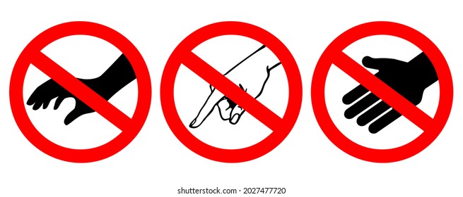 Do not touch vector sign set on white background, don't touch sign, no touching security symbol