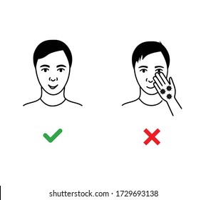  Do not touch your face with your hands.don't touch face icon.