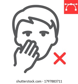 Do Not Touch Your Face Line Icon, Coronavirus And Covid-19, Don T Touch Face Sign Vector Graphics, Editable Stroke Linear Icon, Eps 10