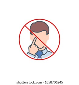 do not touch your face with dirty hands single line icon isolated on white. Perfect outline symbol Prevention Coronavirus Covid 19 pandemic banner. Quality design warning element with editable Stroke