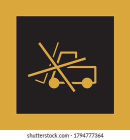 Do not truck lift symbol. Square warning icon. Avoid truck lifting pictogram. Attention sign for cardboard box. Industry packaging. Indication. Vector. Wheel. Logistic. Vector. Negative print. 