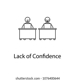do not trust a colleague illustration. Element of relationship with colleague mobile and web apps. Thin line do not trust a colleague illustration can be used for web and mobile on white background