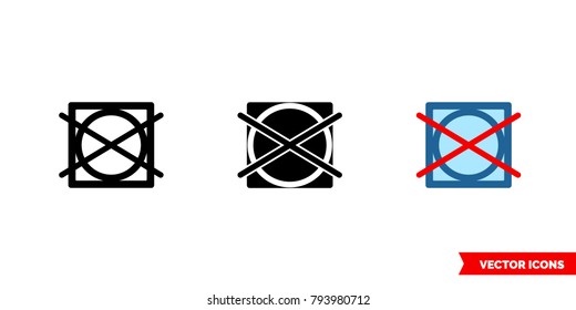 Do not tumble dry icon of 3 types: color, black and white, outline. Isolated vector sign symbol.