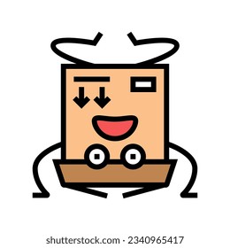 no gire el vector de color del carácter de la caja de cartón. no gire el signo de carácter de la caja de cartón. ilustración de símbolo aislado