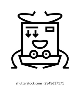 do not turn cardboard box character line icon vector. do not turn cardboard box character sign. isolated contour symbol black illustration