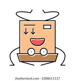 do not turn cardboard box character color icon vector. do not turn cardboard box character sign. isolated symbol illustration