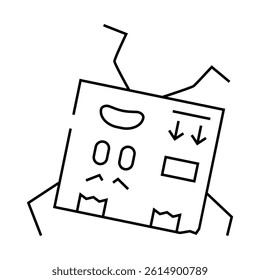 do not turn cardboard box character line icon vector. do not turn cardboard box character sign. isolated contour symbol black illustration