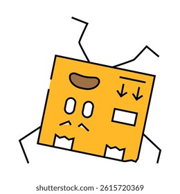 do not turn cardboard box character line icon vector. do not turn cardboard box character sign. isolated symbol illustration