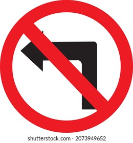 Do not turn left road sign. Vector illustration with white color background.