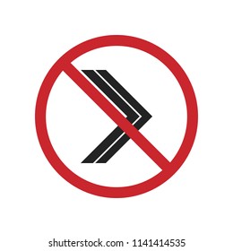 Do not turn right icon vector. Do not turn right sign Isolated on white background. Flat style for graphic design, logo, Web, UI, mobile app, EPS10