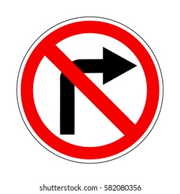 Do Not Turn Right Isolated Illustration On Red Orders