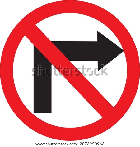 Do not turn right road sign. Vector illustration with white color background.