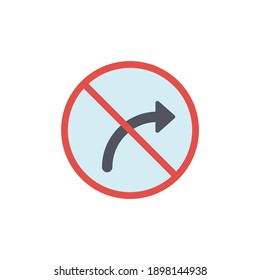No girar el signo derecho en un icono de glifo de forma plana sólida aislado en fondo blanco