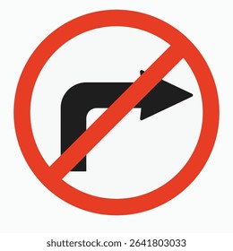 Do Not Turn Right Sign Traffic Sign Red And Black