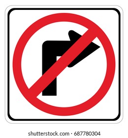 Do not turn right traffic sign on white