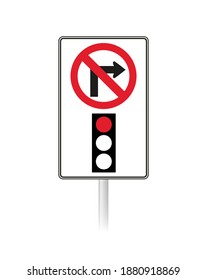 Do not turn right when facing a red light regulatory sign. Canada Ontario road signs.