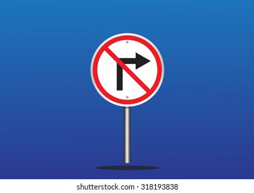 Do not turn sign on blue  - vector 