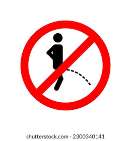 No orine ni tome el área prohibida. Señales y símbolos prohibidos sobre fondo blanco.. eps
