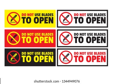  Do not use blades to open Sticker or Label for logistics and delivery shipping.  Vector EPS 10
