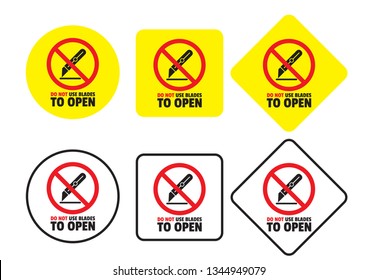  Do not use blades to open Sticker or Label,  Labels for logistics and delivery shipping.  Vector EPS 10